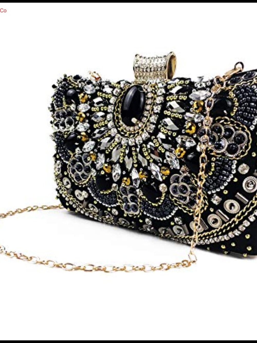 Handmade Vintage Beaded Sequin Satin Evening Clutch Bag with Kissing Lock Clasp
